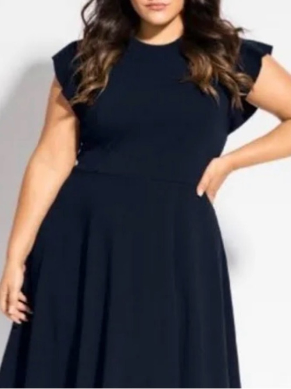 City Chic Navy Blue Short Sleeve Fit & Flare Dress XXS/12